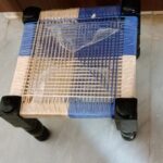 Handcrafted Rajvadi Wooden Khatli Stool – Blue & Cream photo review