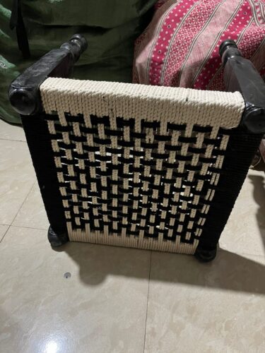 Handcrafted Rajvadi Wooden Khatli Stool – Black & White photo review